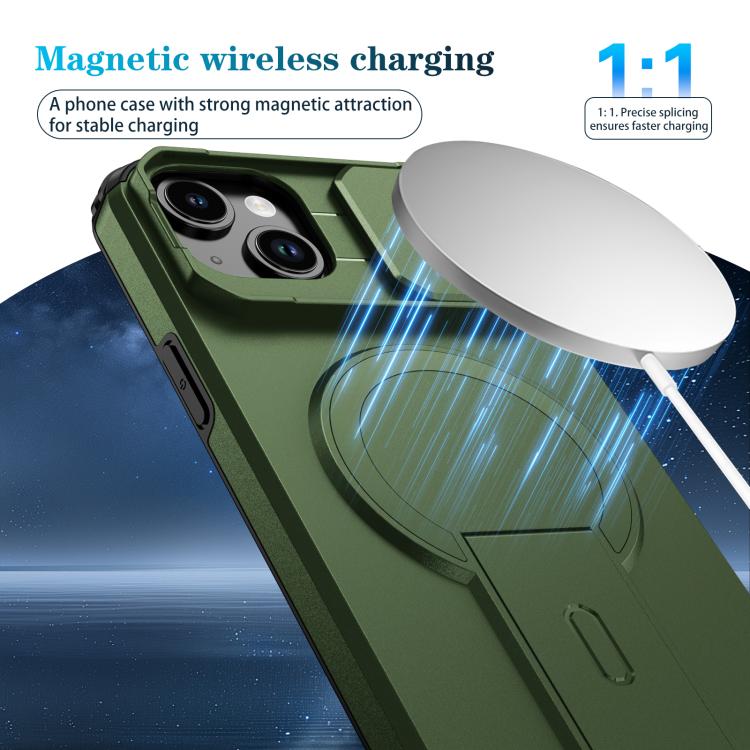 For iPhone 15 Plus / 14 Plus Sliding Camshield MagSafe Holder Phone Case