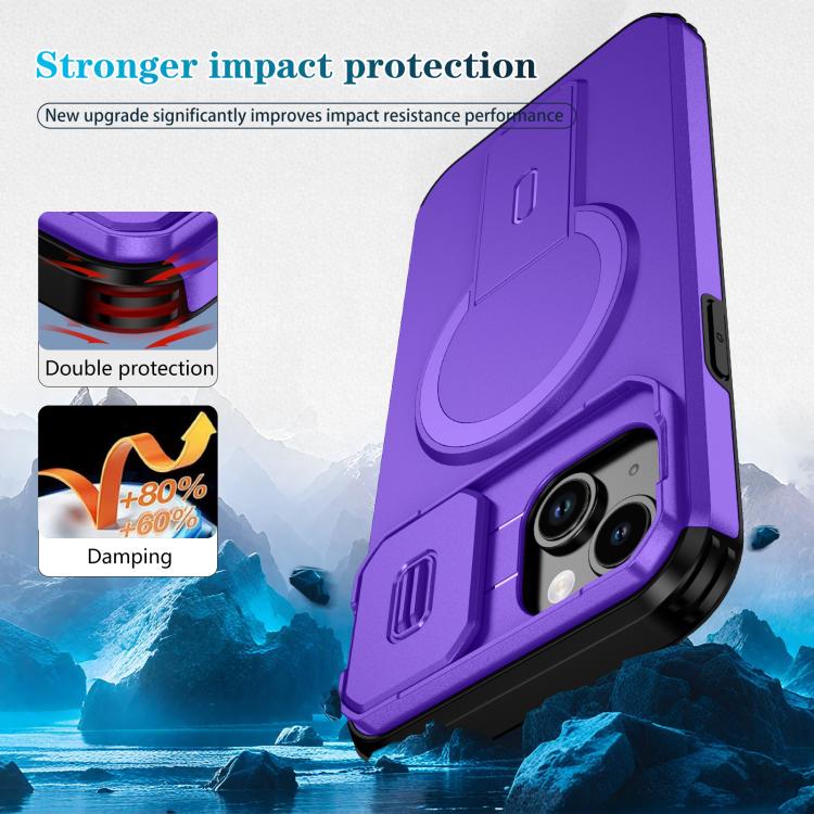 For iPhone 15 Plus / 14 Plus Sliding Camshield MagSafe Holder Phone Case