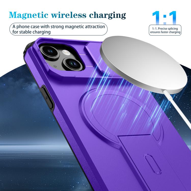 For iPhone 15 Plus / 14 Plus Sliding Camshield MagSafe Holder Phone Case