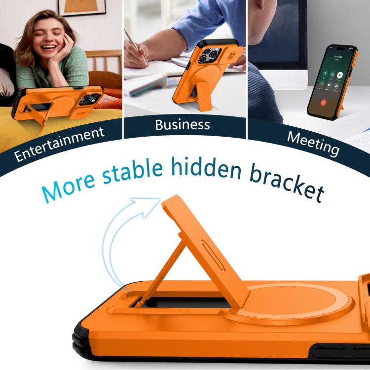 For iPhone 15 Pro Max Sliding Camshield MagSafe Holder Phone Case