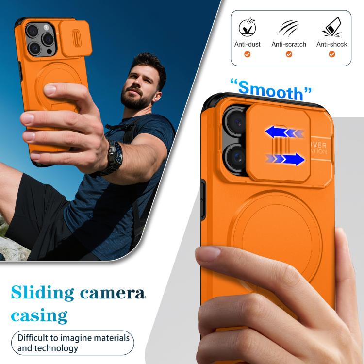 For iPhone 15 Pro Max Sliding Camshield MagSafe Holder Phone Case