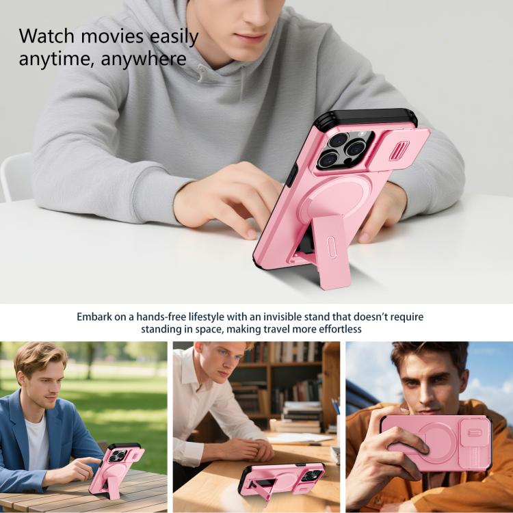 For iPhone 15 Pro Max Sliding Camshield MagSafe Holder Phone Case