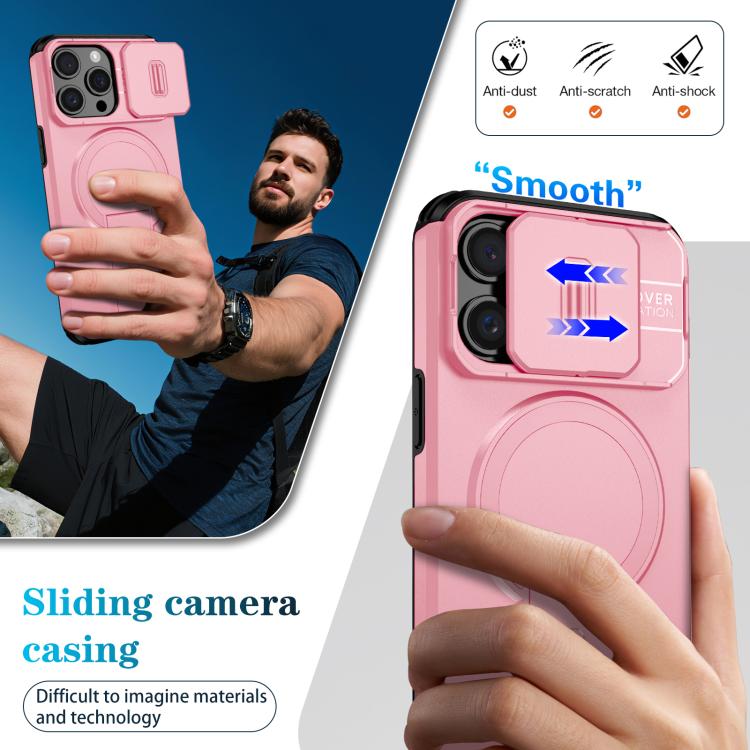 For iPhone 15 Pro Max Sliding Camshield MagSafe Holder Phone Case