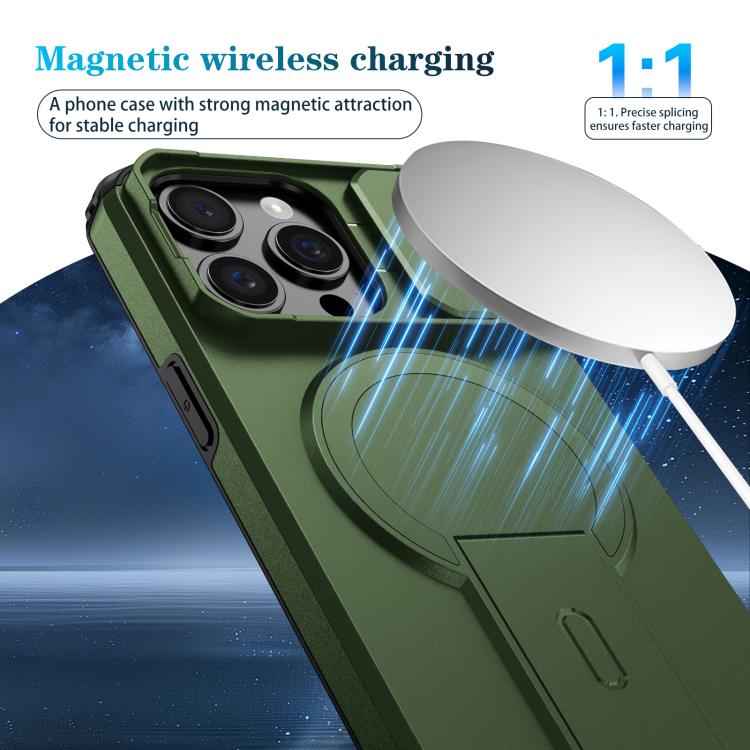 For iPhone 15 Pro Max Sliding Camshield MagSafe Holder Phone Case