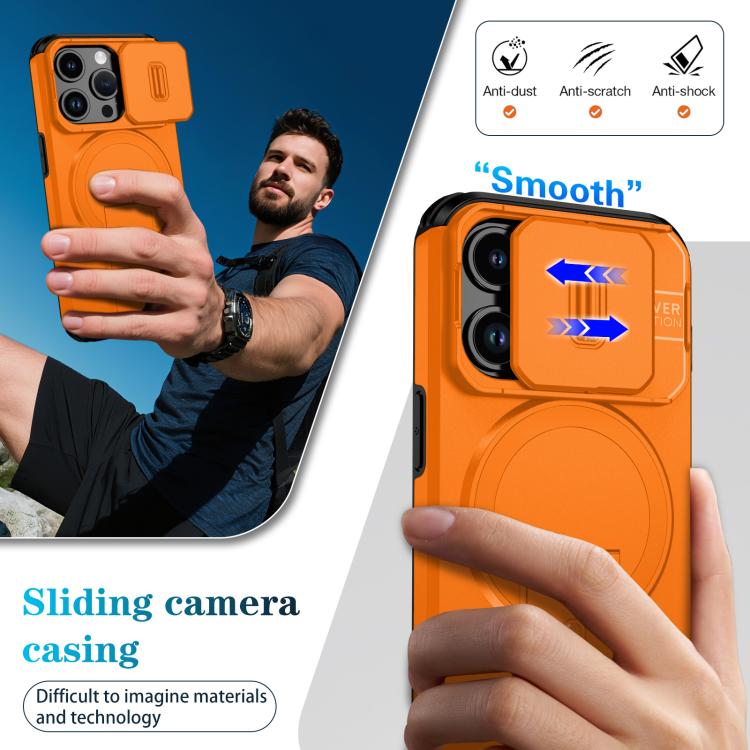 For iPhone 15 Pro Sliding Camshield MagSafe Holder Phone Case