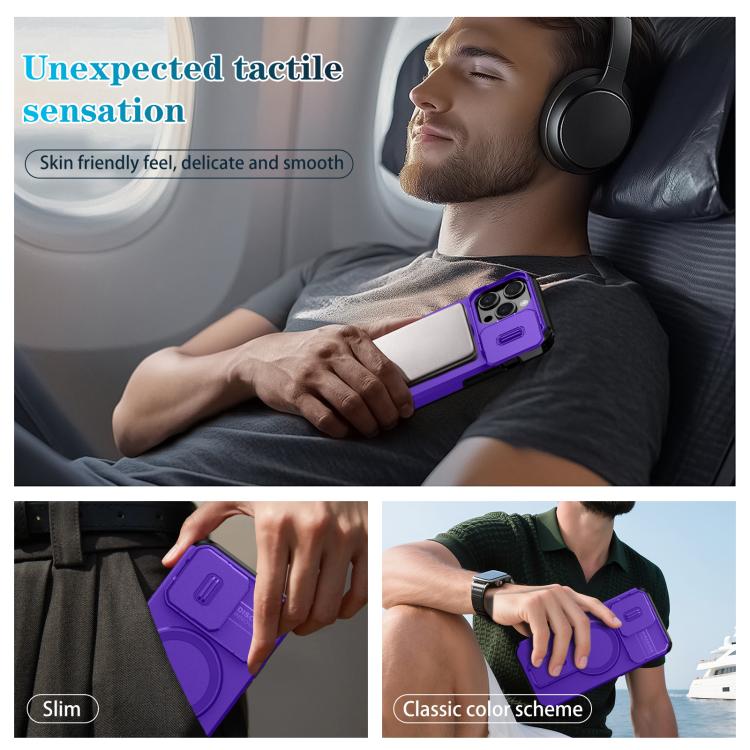 For iPhone 15 Pro Sliding Camshield MagSafe Holder Phone Case