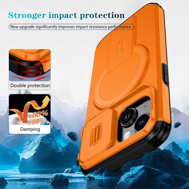 For iPhone 15 Sliding Camshield MagSafe Holder Phone Case