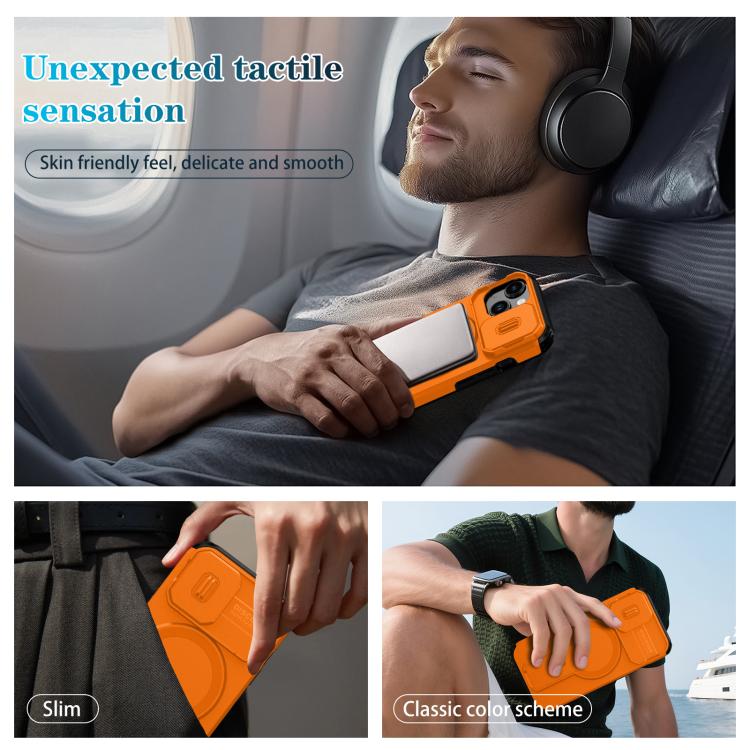 For iPhone 15 Sliding Camshield MagSafe Holder Phone Case