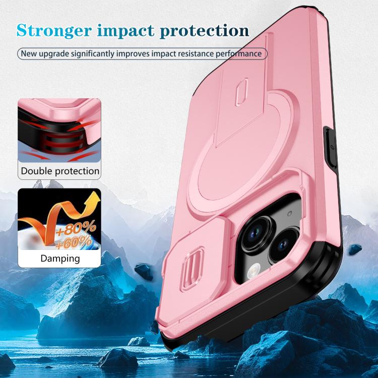 For iPhone 15 Sliding Camshield MagSafe Holder Phone Case