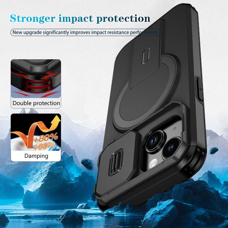 For iPhone 15 Sliding Camshield MagSafe Holder Phone Case