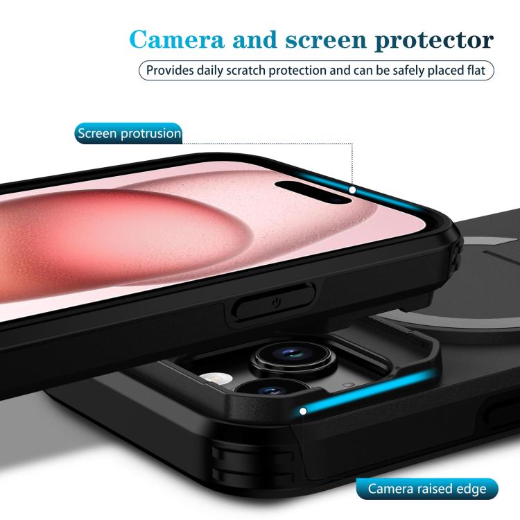 For iPhone 15 Sliding Camshield MagSafe Holder Phone Case