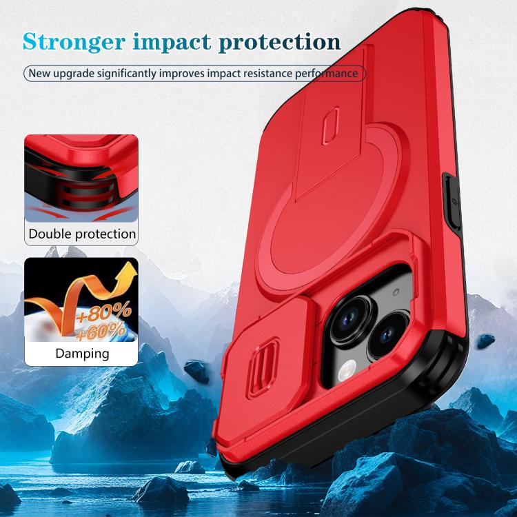 For iPhone 15 Sliding Camshield MagSafe Holder Phone Case