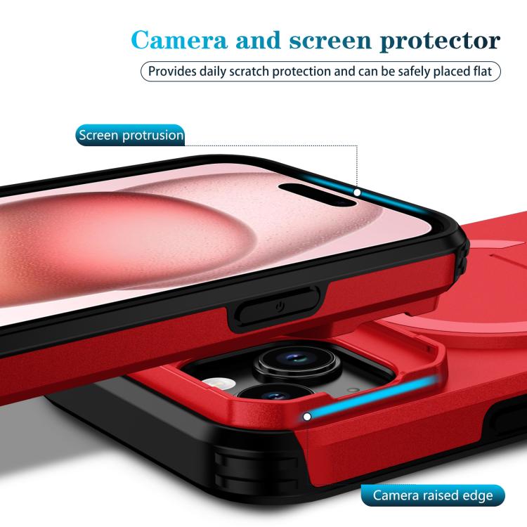 For iPhone 15 Sliding Camshield MagSafe Holder Phone Case