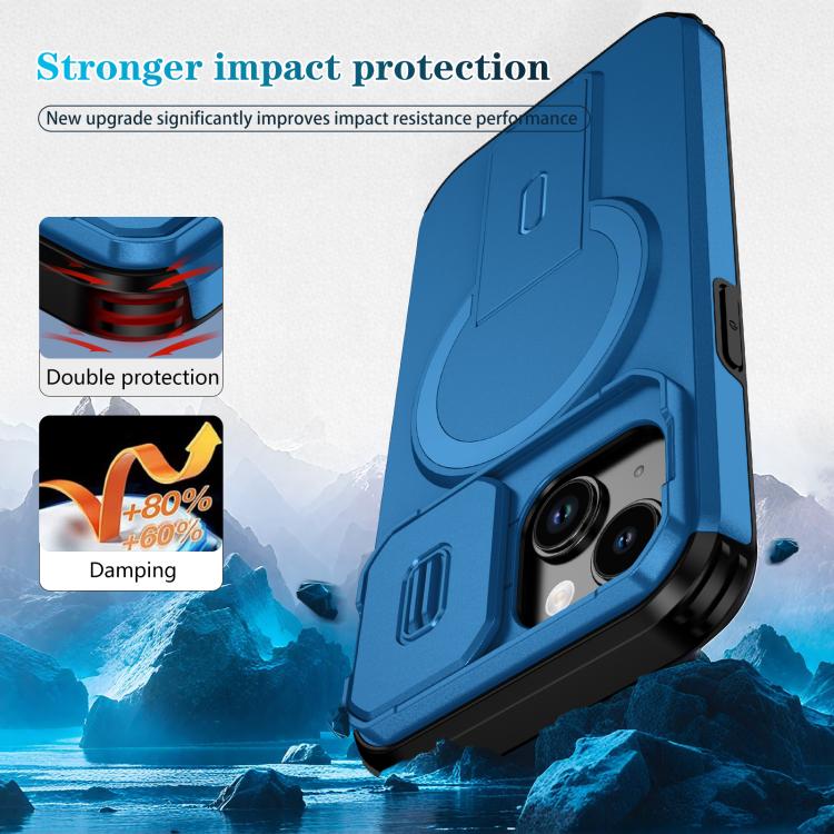 For iPhone 15 Sliding Camshield MagSafe Holder Phone Case