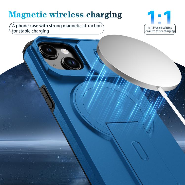 For iPhone 15 Sliding Camshield MagSafe Holder Phone Case
