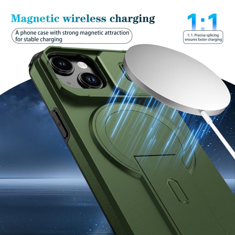 For iPhone 15 Sliding Camshield MagSafe Holder Phone Case