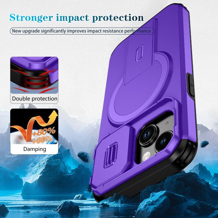 For iPhone 15 Sliding Camshield MagSafe Holder Phone Case