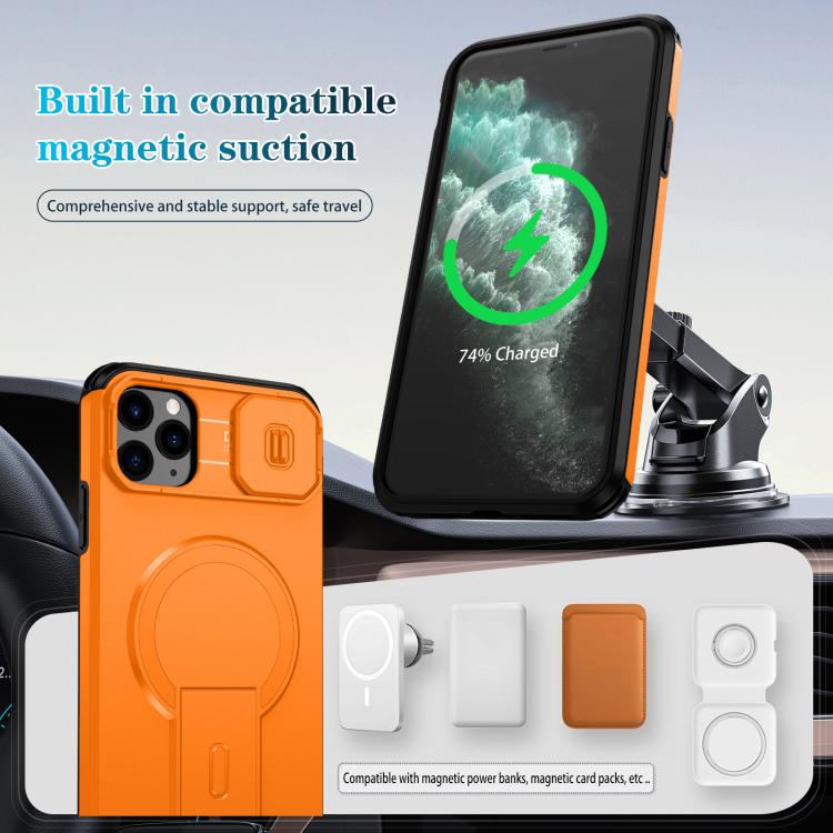 For iPhone 11 Pro Max Sliding Camshield MagSafe Holder Phone Case