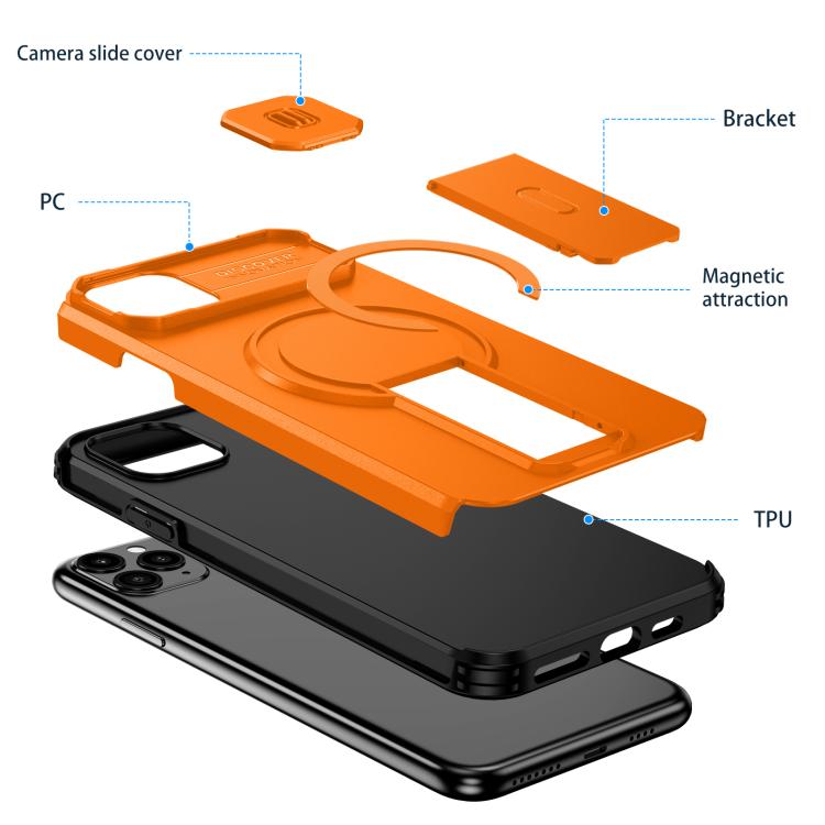 For iPhone 11 Pro Max Sliding Camshield MagSafe Holder Phone Case