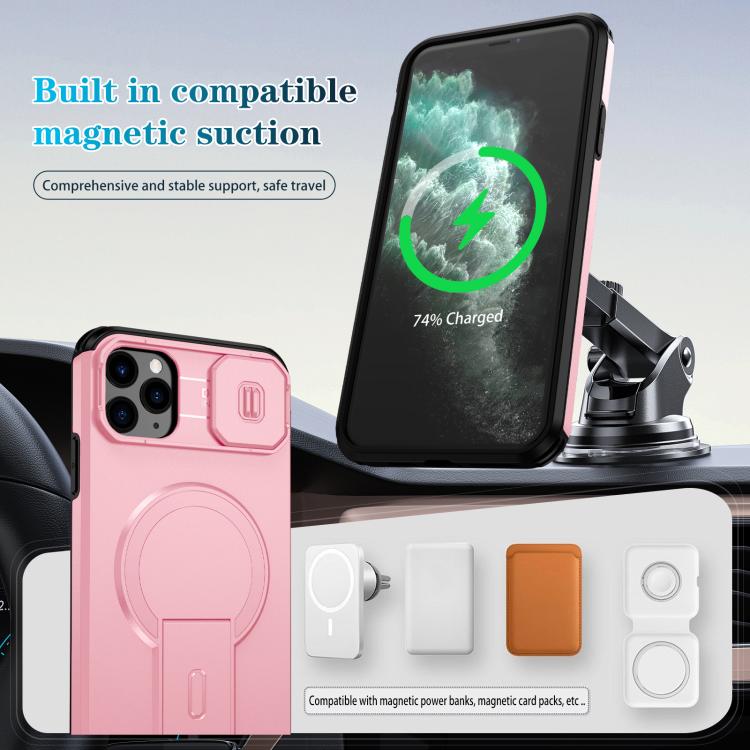 For iPhone 11 Pro Max Sliding Camshield MagSafe Holder Phone Case