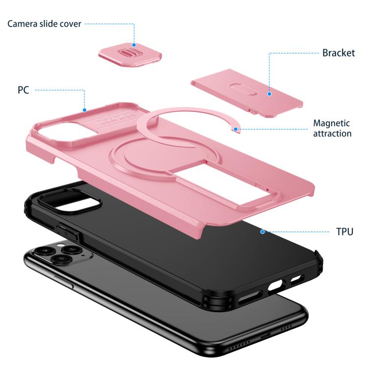 For iPhone 11 Pro Max Sliding Camshield MagSafe Holder Phone Case