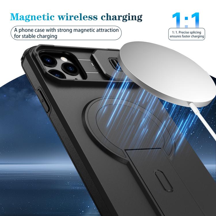 For iPhone 11 Pro Max Sliding Camshield MagSafe Holder Phone Case