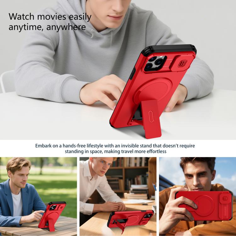 For iPhone 11 Pro Max Sliding Camshield MagSafe Holder Phone Case