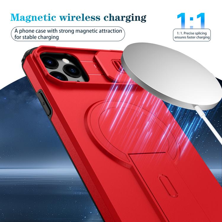 For iPhone 11 Pro Max Sliding Camshield MagSafe Holder Phone Case