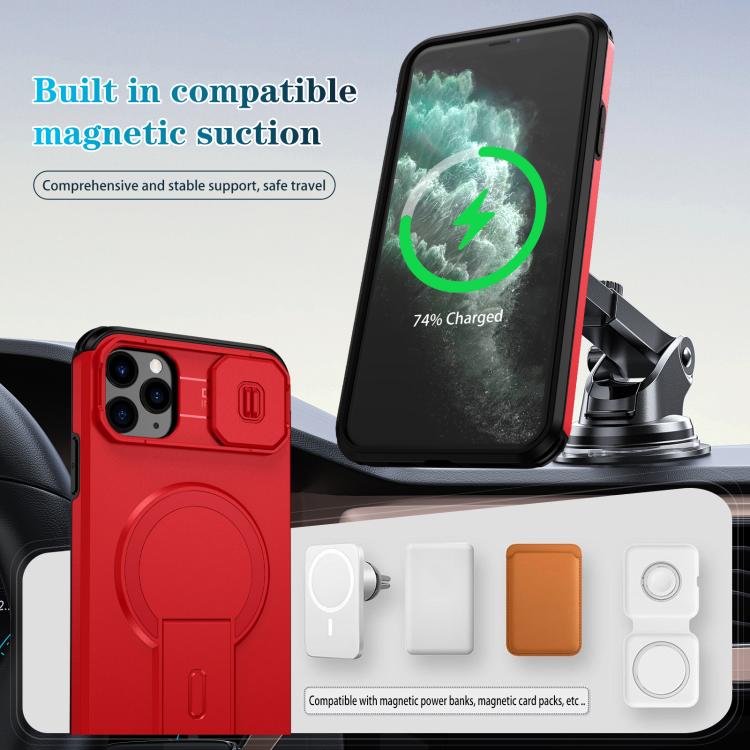 For iPhone 11 Pro Max Sliding Camshield MagSafe Holder Phone Case
