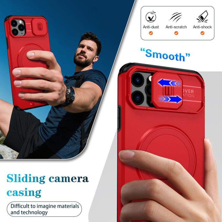 For iPhone 11 Pro Max Sliding Camshield MagSafe Holder Phone Case