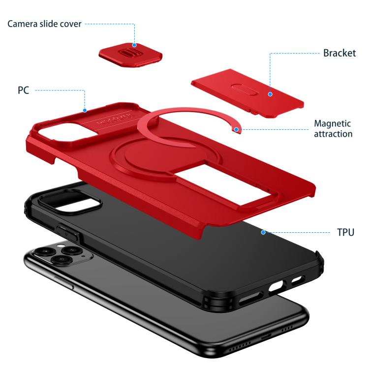 For iPhone 11 Pro Max Sliding Camshield MagSafe Holder Phone Case
