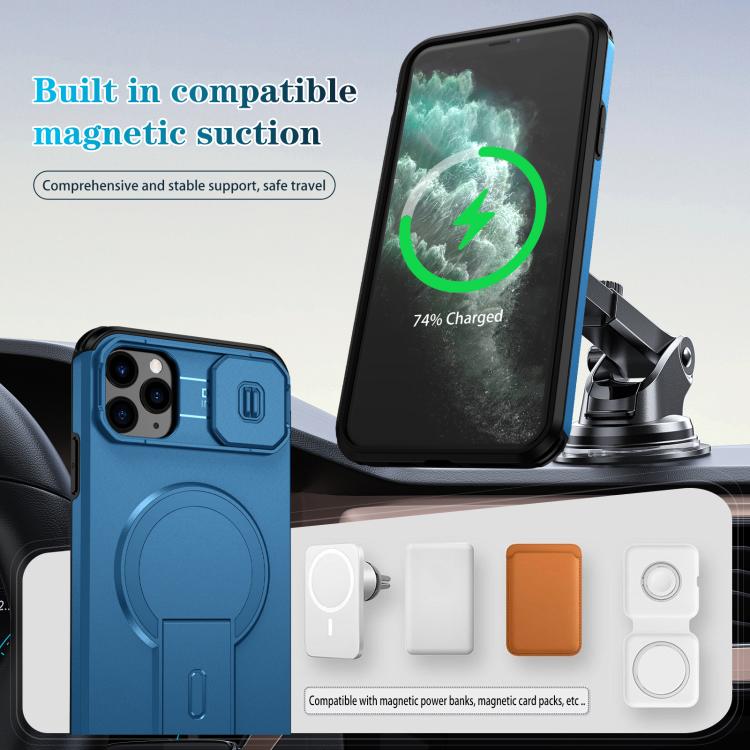 For iPhone 11 Pro Max Sliding Camshield MagSafe Holder Phone Case