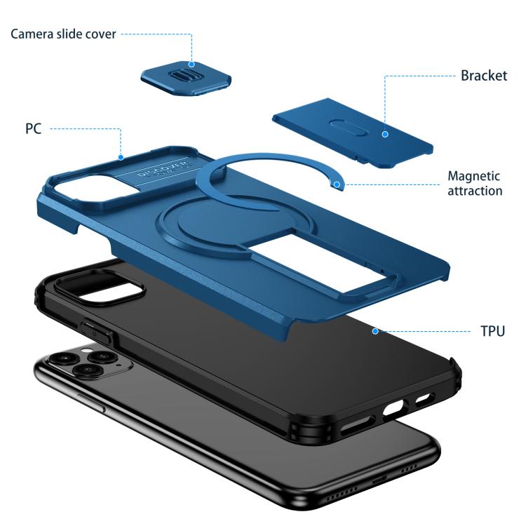 For iPhone 11 Pro Max Sliding Camshield MagSafe Holder Phone Case