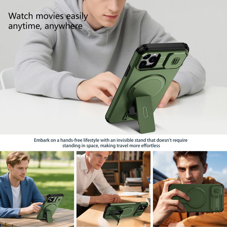 For iPhone 11 Pro Max Sliding Camshield MagSafe Holder Phone Case
