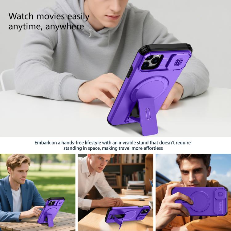 For iPhone 11 Pro Max Sliding Camshield MagSafe Holder Phone Case