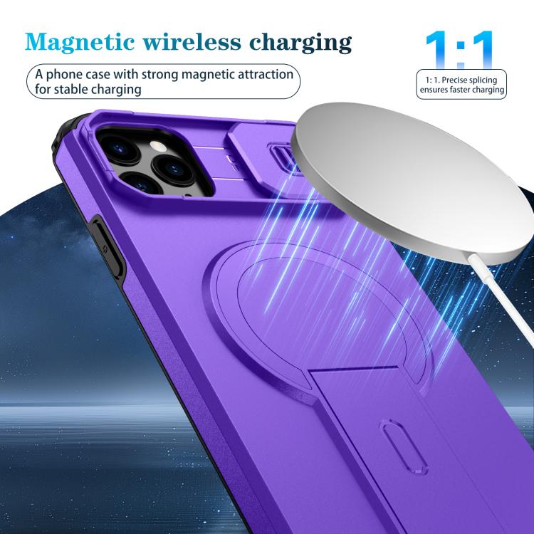 For iPhone 11 Pro Max Sliding Camshield MagSafe Holder Phone Case