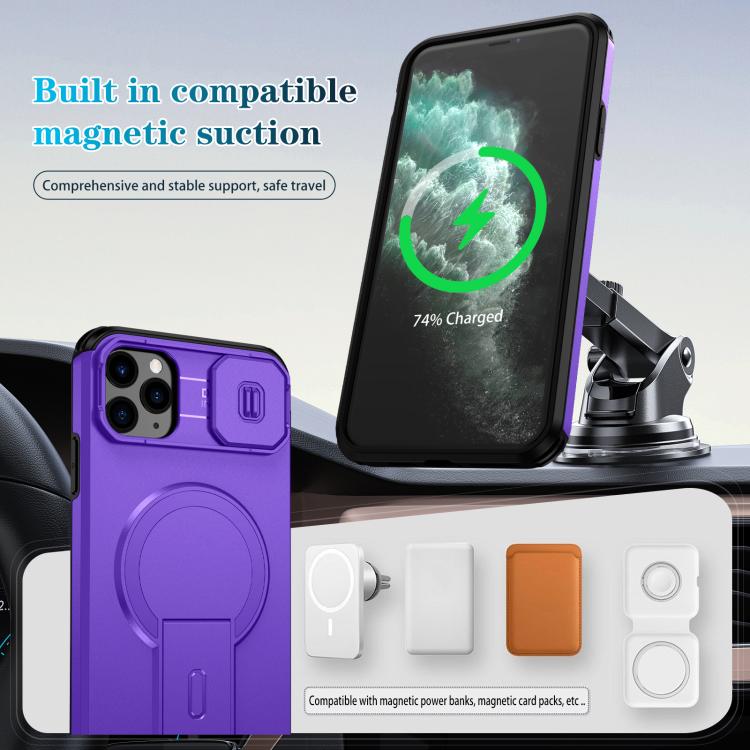 For iPhone 11 Pro Max Sliding Camshield MagSafe Holder Phone Case