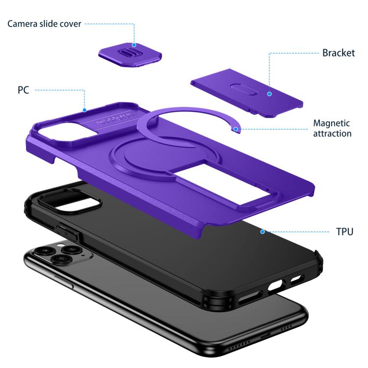 For iPhone 11 Pro Max Sliding Camshield MagSafe Holder Phone Case