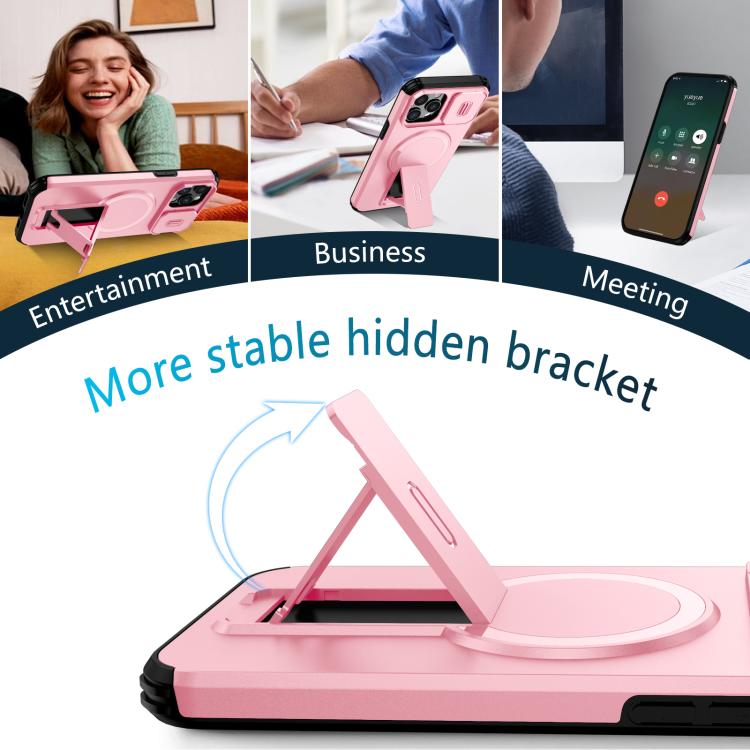 For iPhone 12 Pro Max Sliding Camshield MagSafe Holder Phone Case
