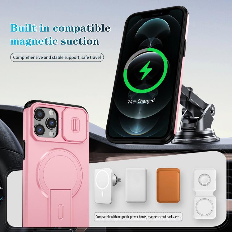 For iPhone 12 Pro Max Sliding Camshield MagSafe Holder Phone Case