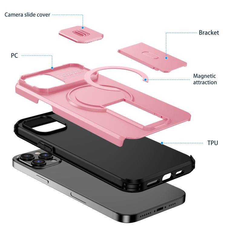 For iPhone 12 Pro Max Sliding Camshield MagSafe Holder Phone Case