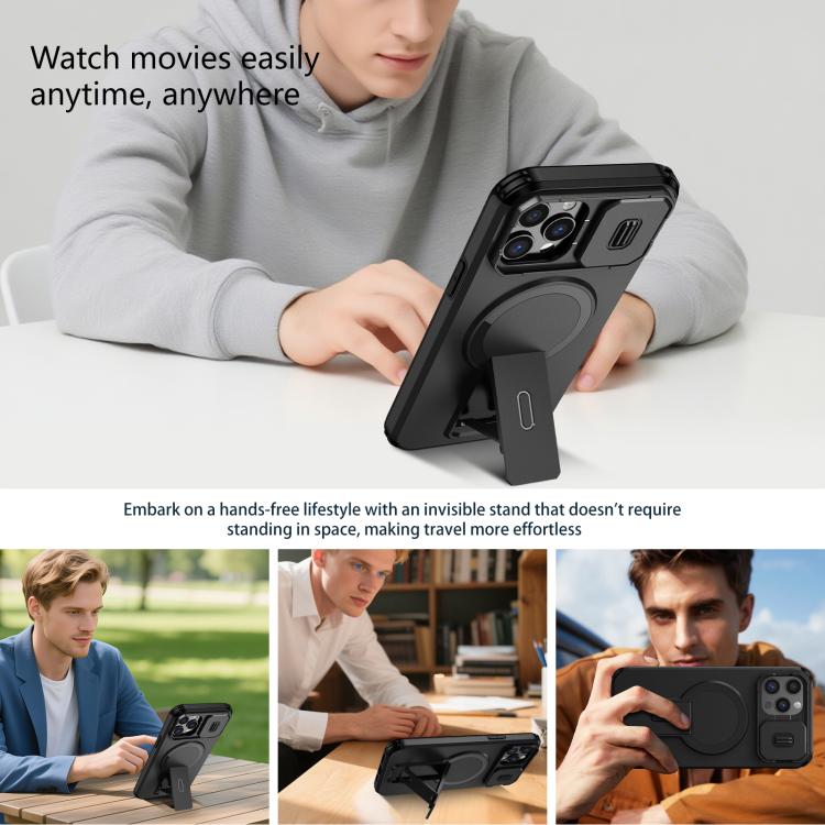For iPhone 12 Pro Max Sliding Camshield MagSafe Holder Phone Case