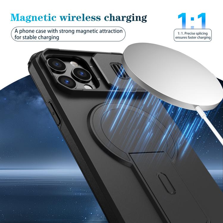 For iPhone 12 Pro Max Sliding Camshield MagSafe Holder Phone Case