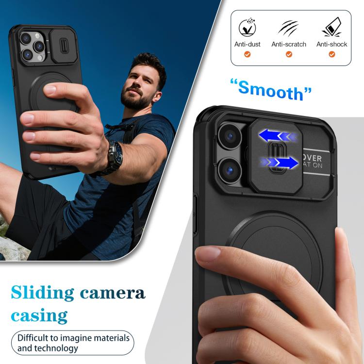 For iPhone 12 Pro Max Sliding Camshield MagSafe Holder Phone Case