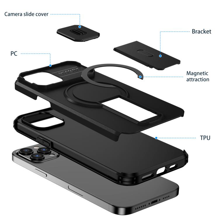 For iPhone 12 Pro Max Sliding Camshield MagSafe Holder Phone Case