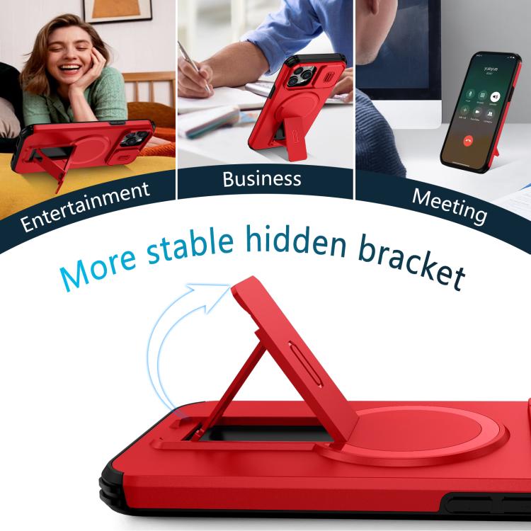 For iPhone 12 Pro Max Sliding Camshield MagSafe Holder Phone Case