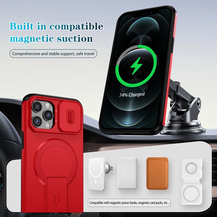 For iPhone 12 Pro Max Sliding Camshield MagSafe Holder Phone Case