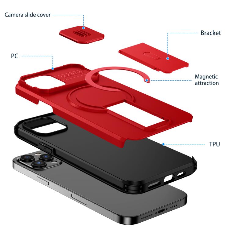 For iPhone 12 Pro Max Sliding Camshield MagSafe Holder Phone Case