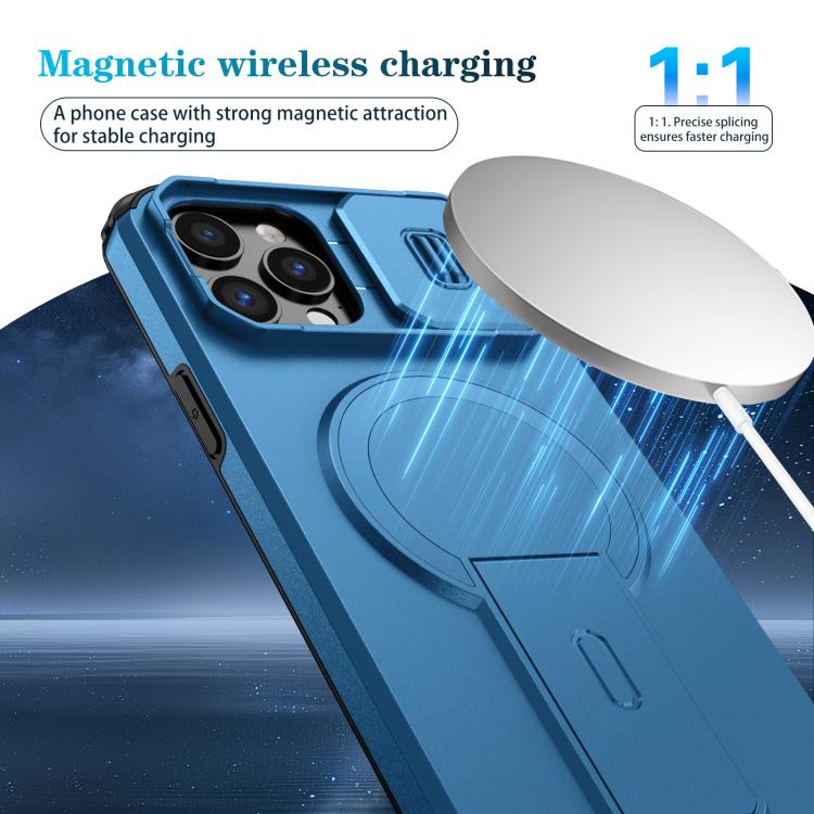 For iPhone 12 Pro Max Sliding Camshield MagSafe Holder Phone Case