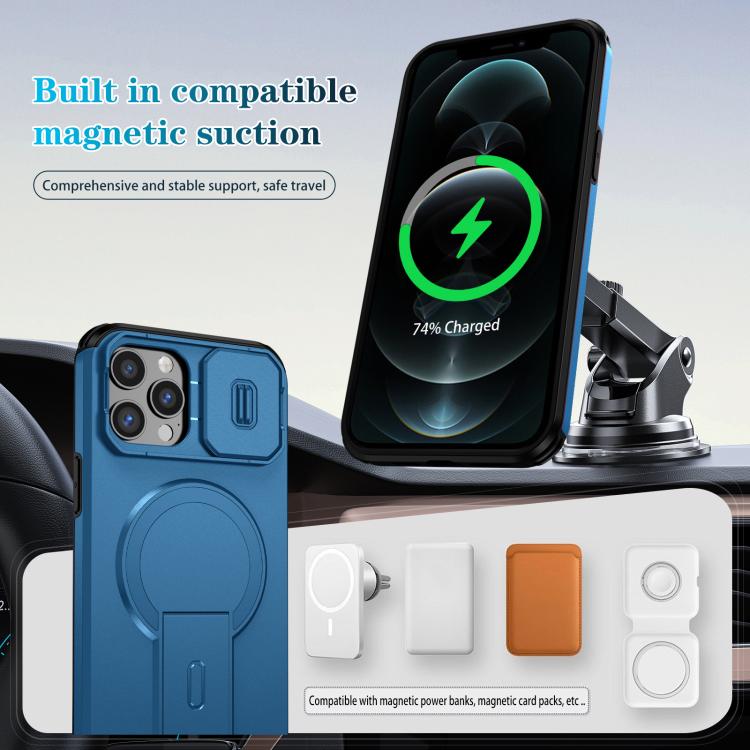 For iPhone 12 Pro Max Sliding Camshield MagSafe Holder Phone Case
